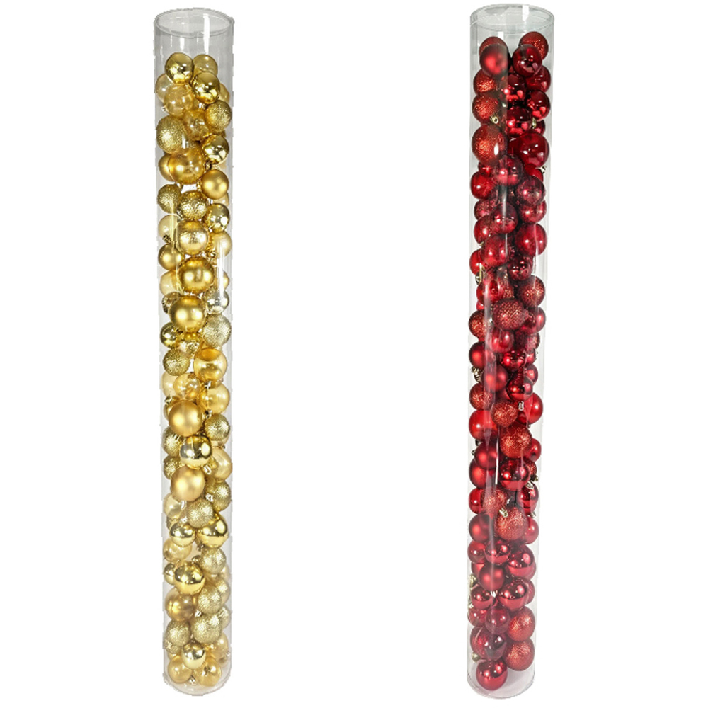Set of 100 Red or Gold Baubles Tube Image 2