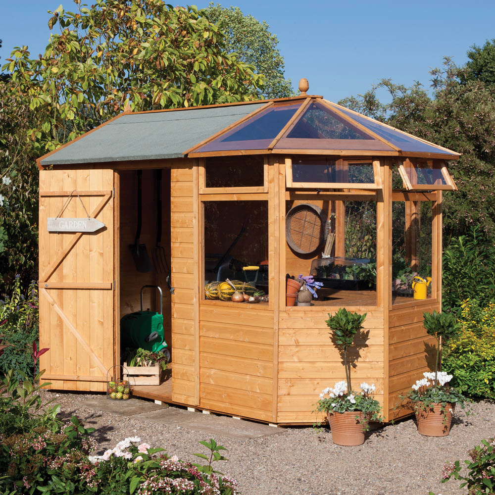 Rowlinson 6.7 x 10ft Brown Potting Garden Shed Image 2