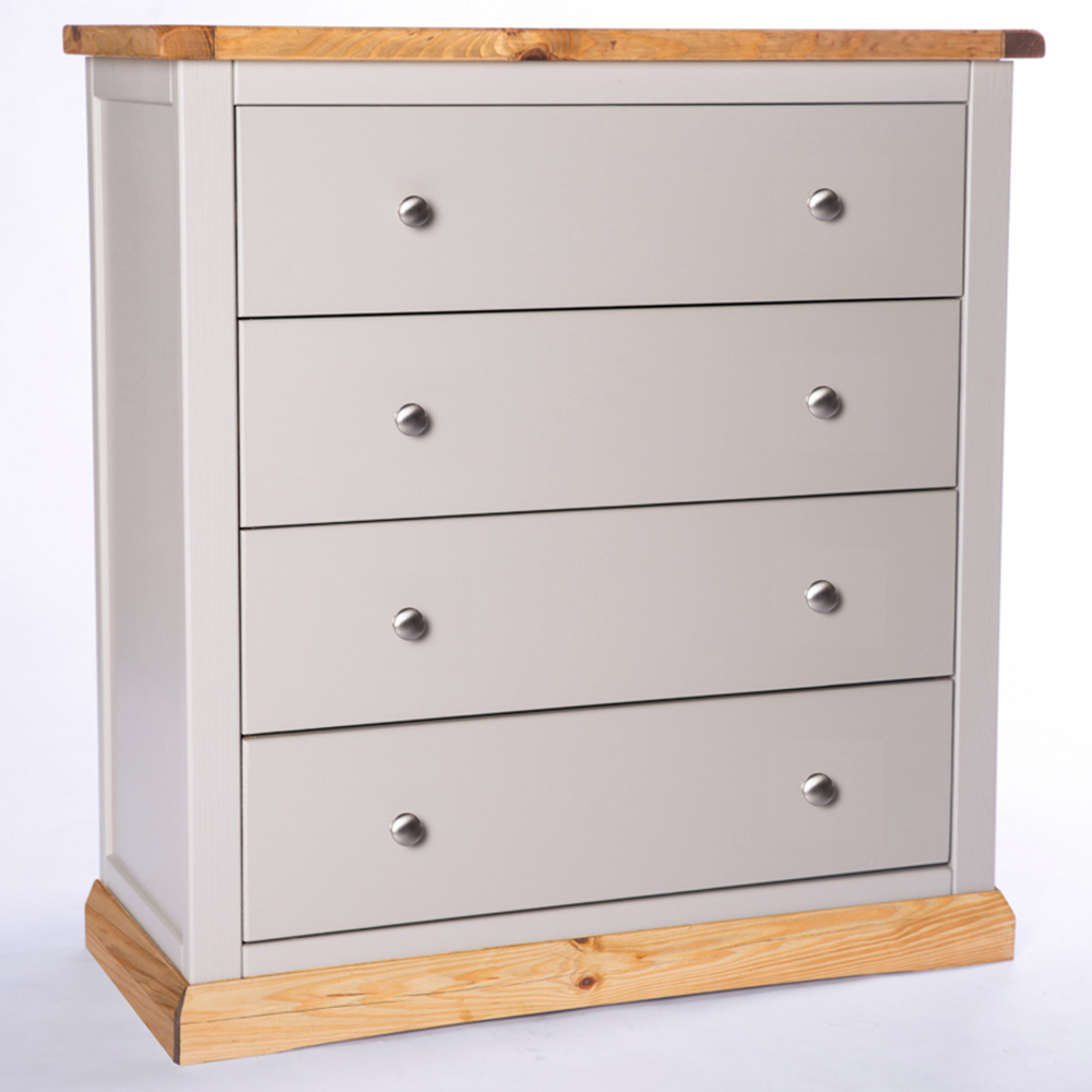 Bomporto 4 Drawer Light Grey Chest of Drawers with Chrome Knobs Image 2