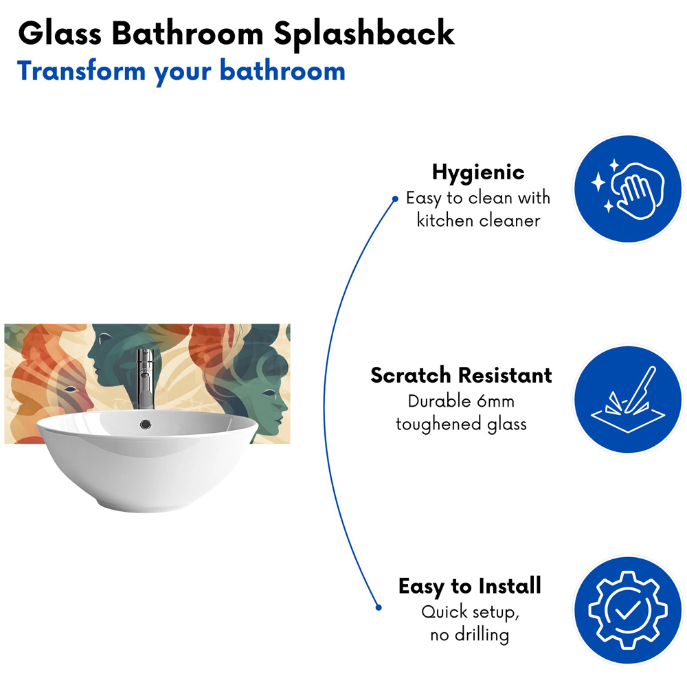 Warren Reed Designer Coloured Silhouette Glass Bathroom Splashback 25 x 60cm Image 4