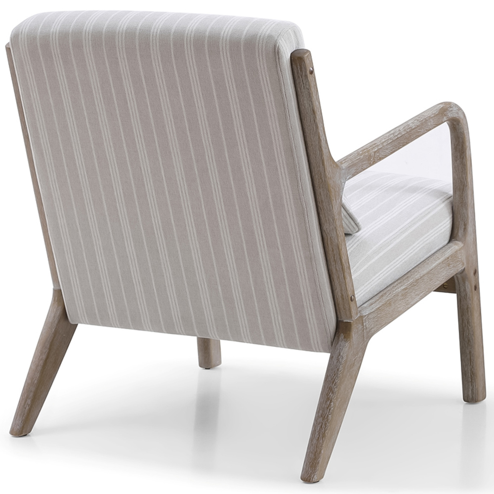 Otis Natural Stripe Chenille Light Frame Static Armchair with Bolster Cushion Image 5