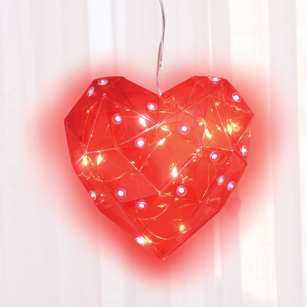 Iridescent Heart Curtain Light - Red Image 2
