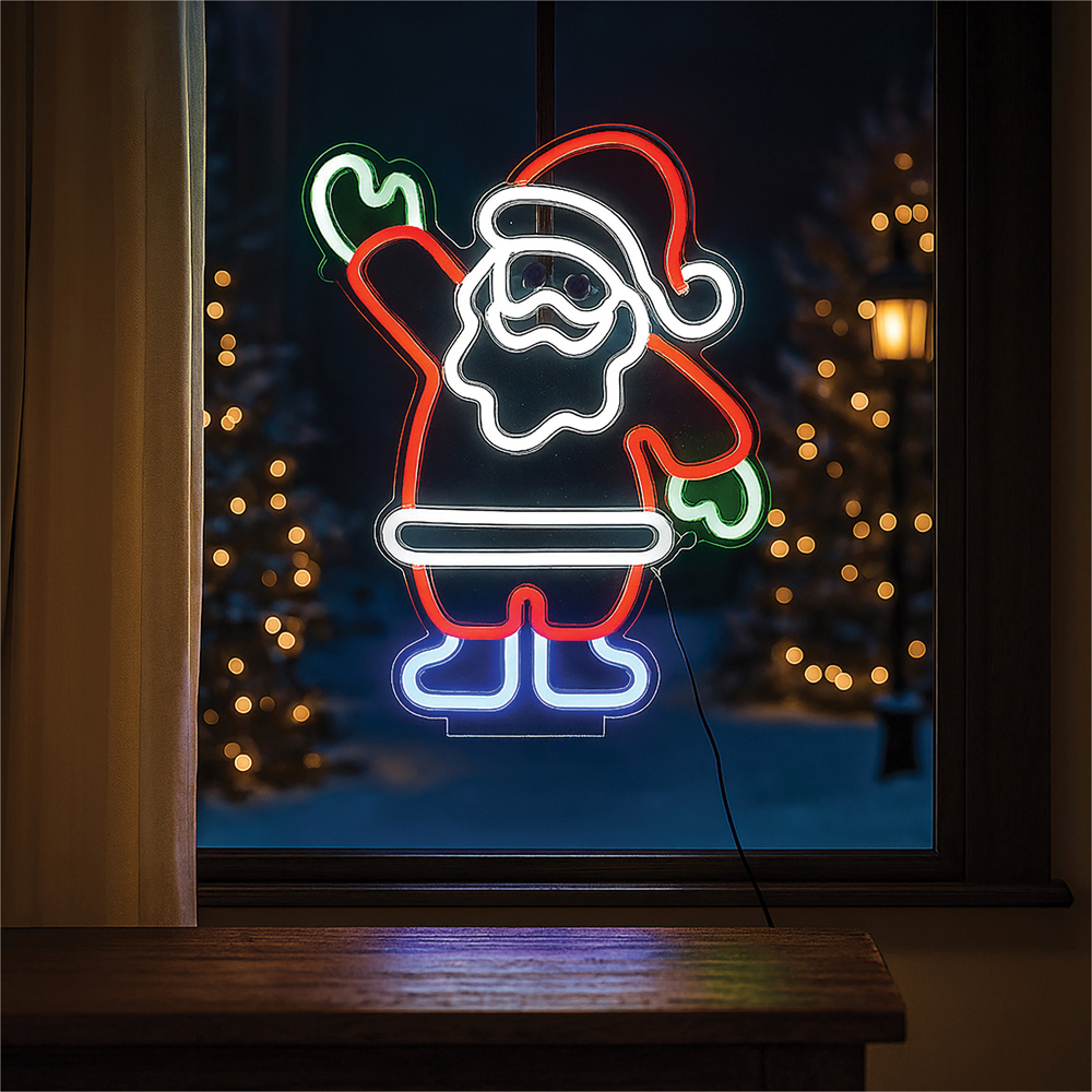 Xmas Haus Neon LED Wall Mountable Santa 29 x 17cm Image 3