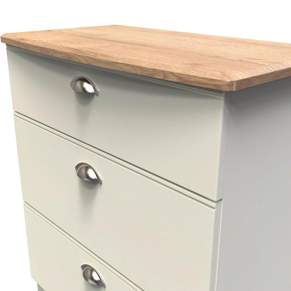 Crowndale Victoria 3 Drawer Cream Ash and Oak Deep Chest of Drawer Image 5
