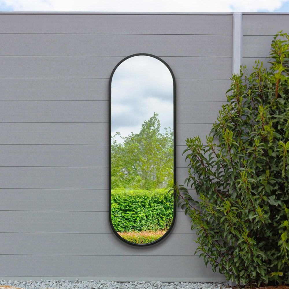 MirrorOutlet The Vultus Black Metal Double Arched Garden Wall Mirror 160 x 55cm Image 5