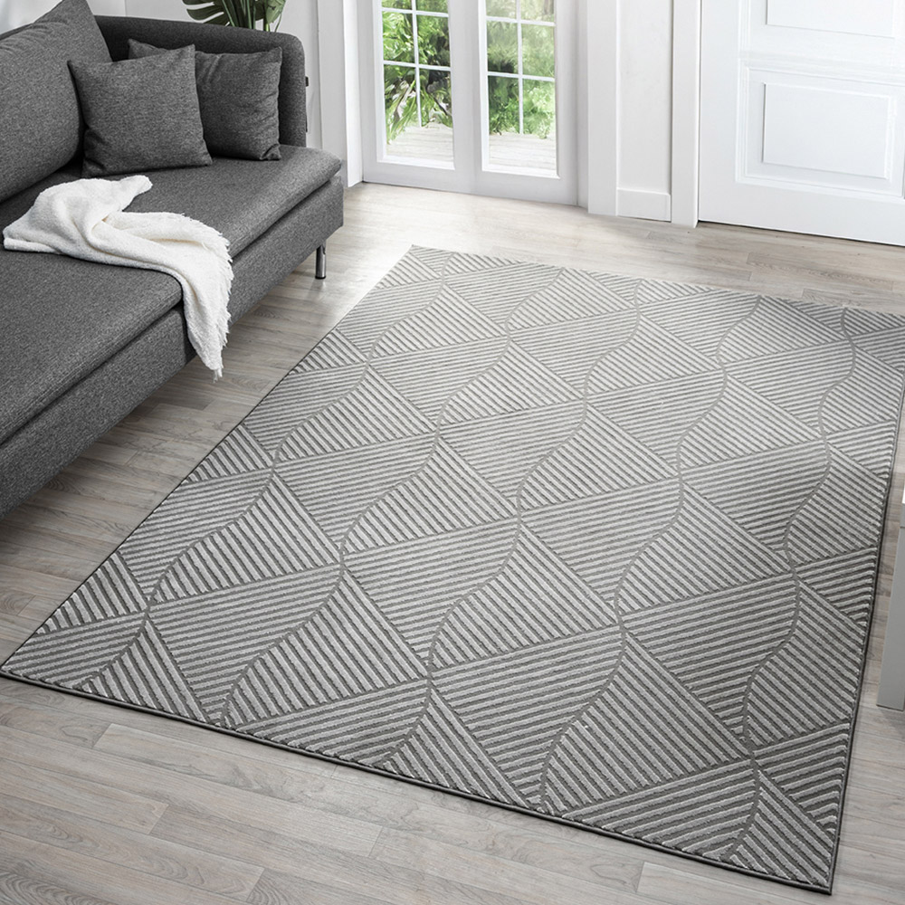 Desire Rugs Vellure Anthracite Metallic Sheen Pyramid Design Rug 200 x 290cm Image 5