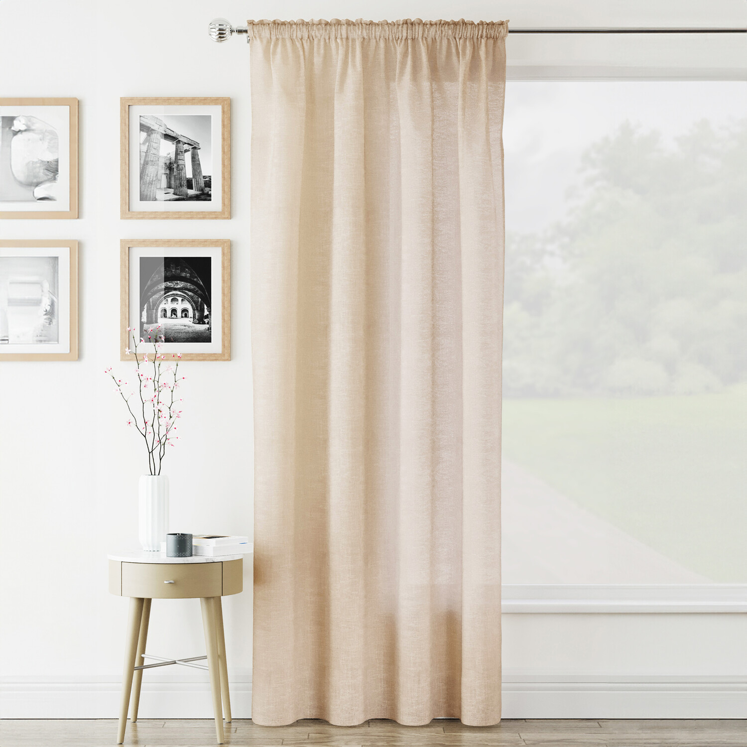 Rhodes Voile Panel Curtain - Natural / 137cm Image 1