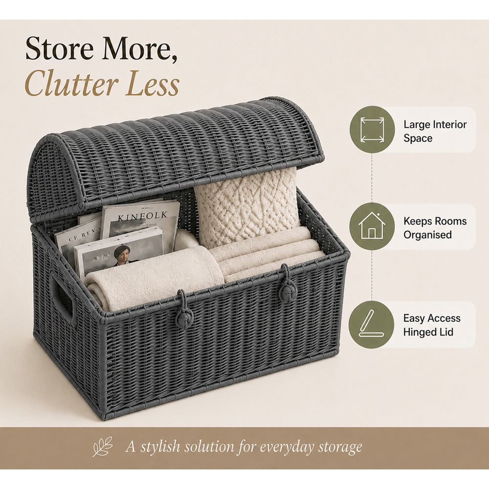 Home Republic Black Rattan Woven Storage Chest Image 4