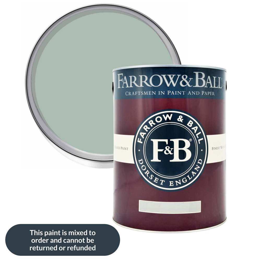 Farrow & Ball Interior Wood and Metal 84 Green Blue Flat Eggshell Paint 5L Image 1