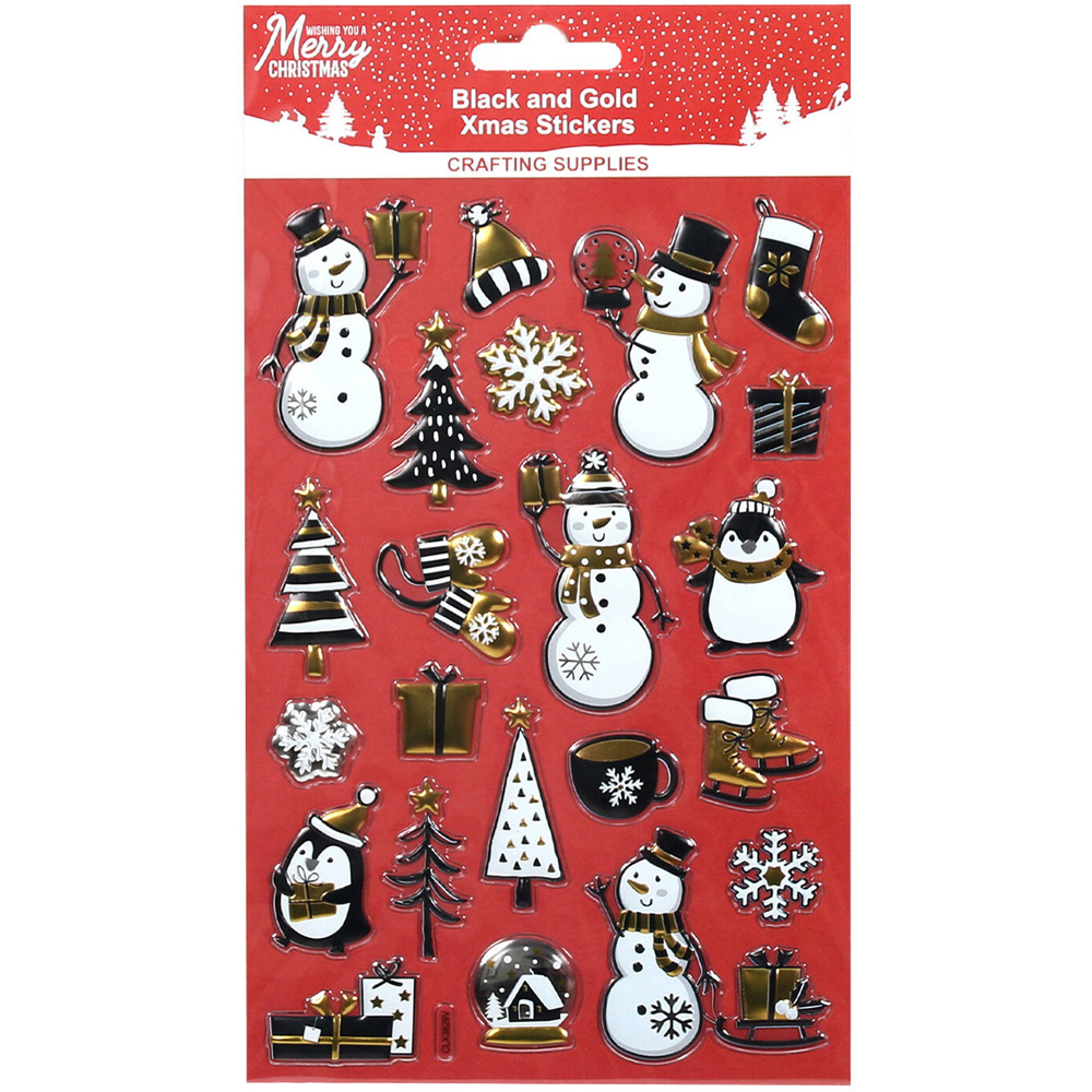 Black and Gold Xmas Crafting Stickers Image 1