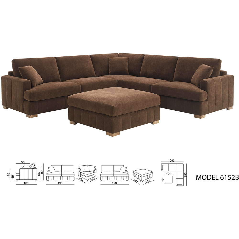 Arden Corner Sofa with Footstool Brown Image 9