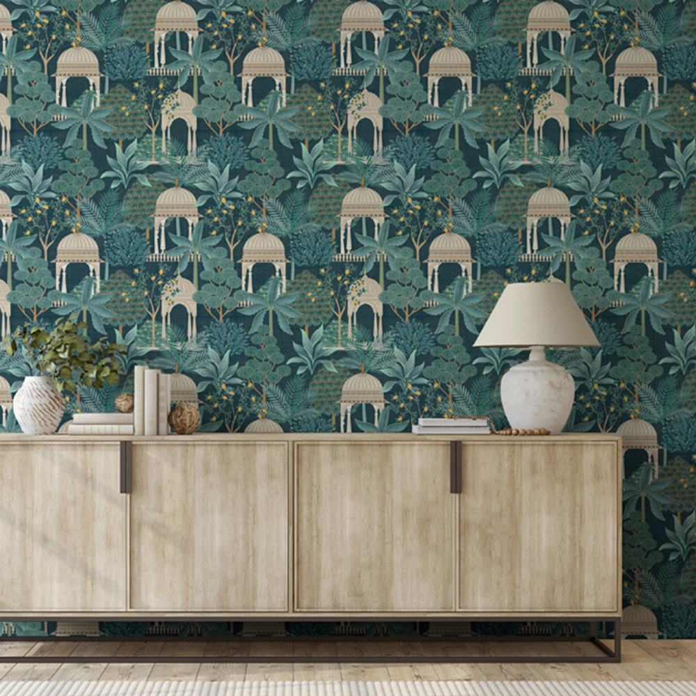 Esselle Home Exotic Pavilion Navy Wallpaper Image 3