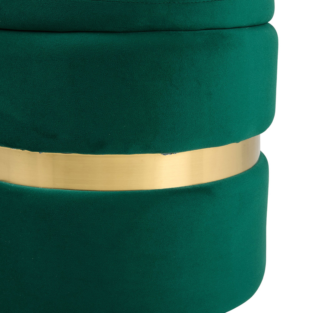 Living and Home Green Flannel Upholstered Storage Ottoman Image 8