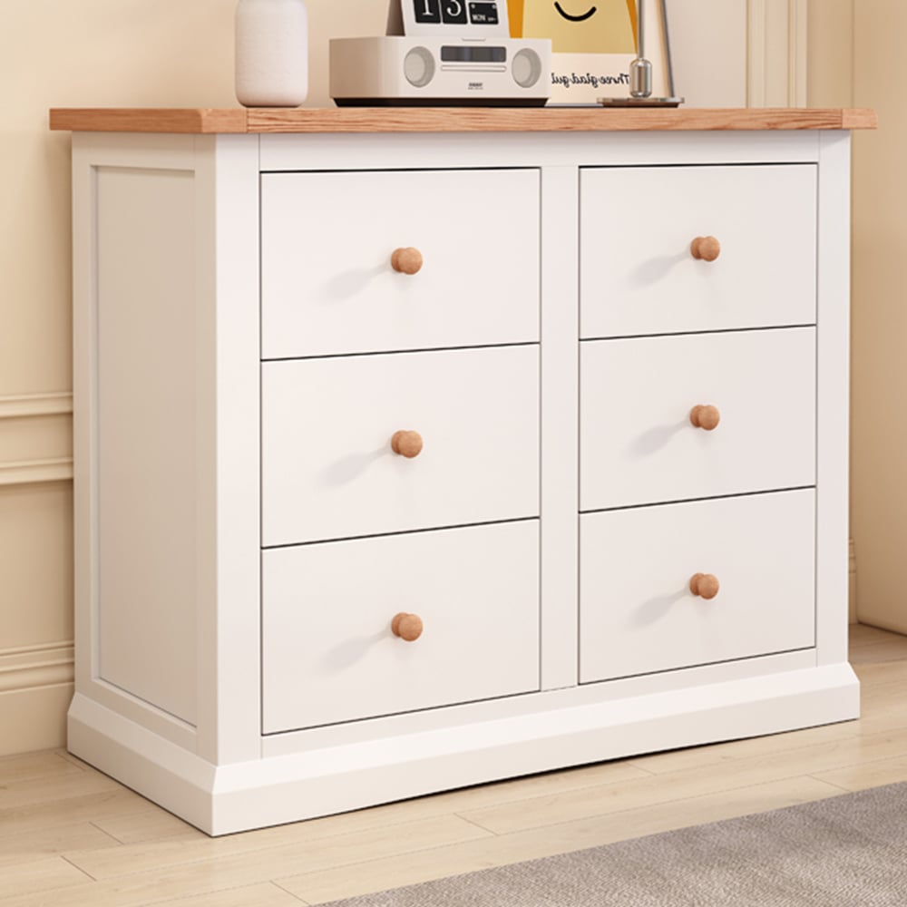 Cabinet Bits Castelli 6 Drawer White Wood Knob Chest of Drawers Image 1