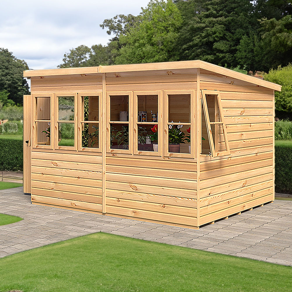Shire 10 x 8ft Shiplap Style A Sun Pent Shed Image 2