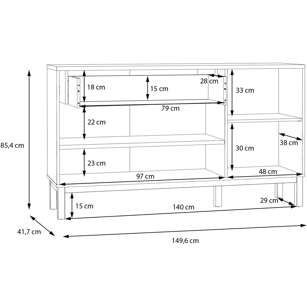Florence Wensley 3 Door Single Drawer Light Grey and Oak Sideboard Image 8