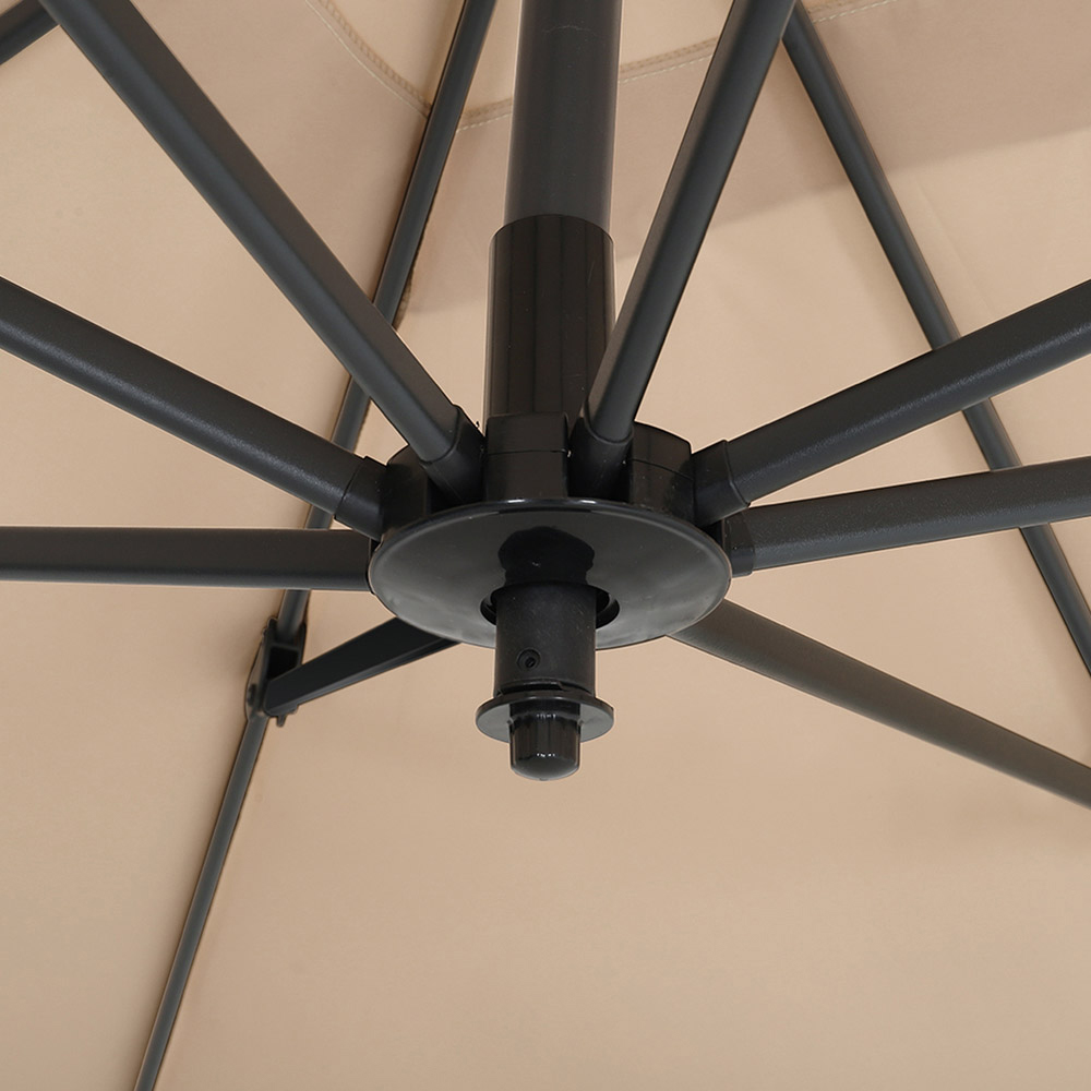 Living and Home Khaki Square Rotating Crank Cantilever Parasol with Reservoir Base 3m Image 3