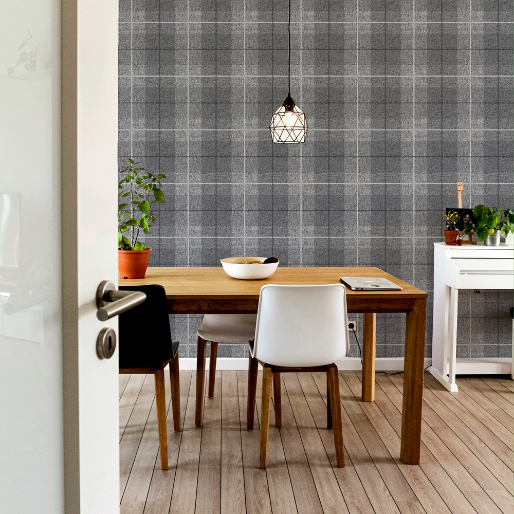 Arthouse Country Tartan Charcoal Wallpaper Image 3