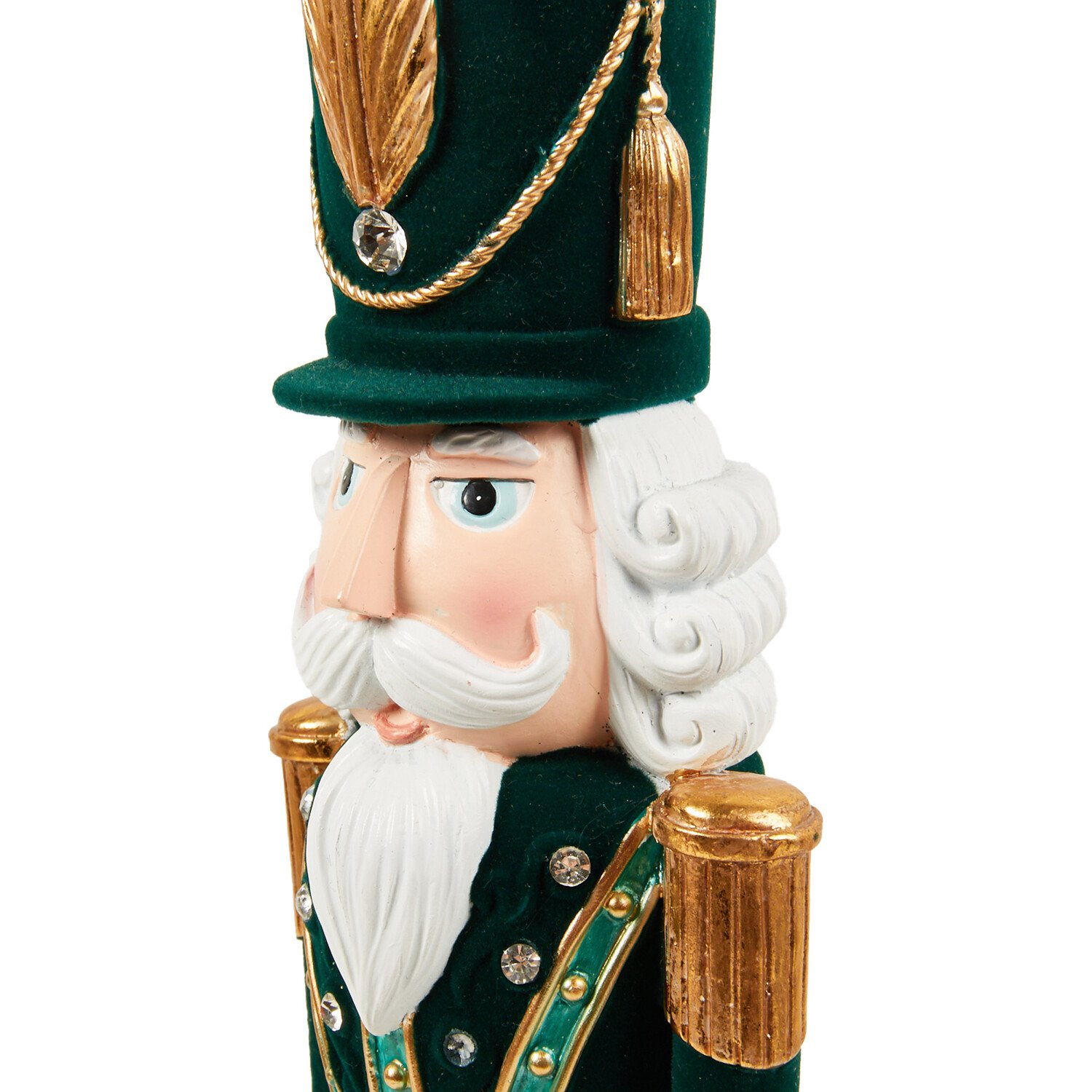 Flocked Nutcracker Emerald and Gold Image 4