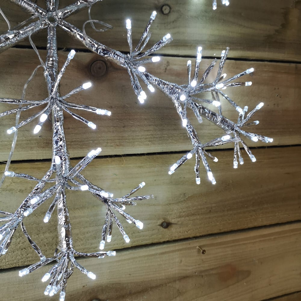 Premier 300 White LED Silver Starburst Snowflake Light 60cm Image 6