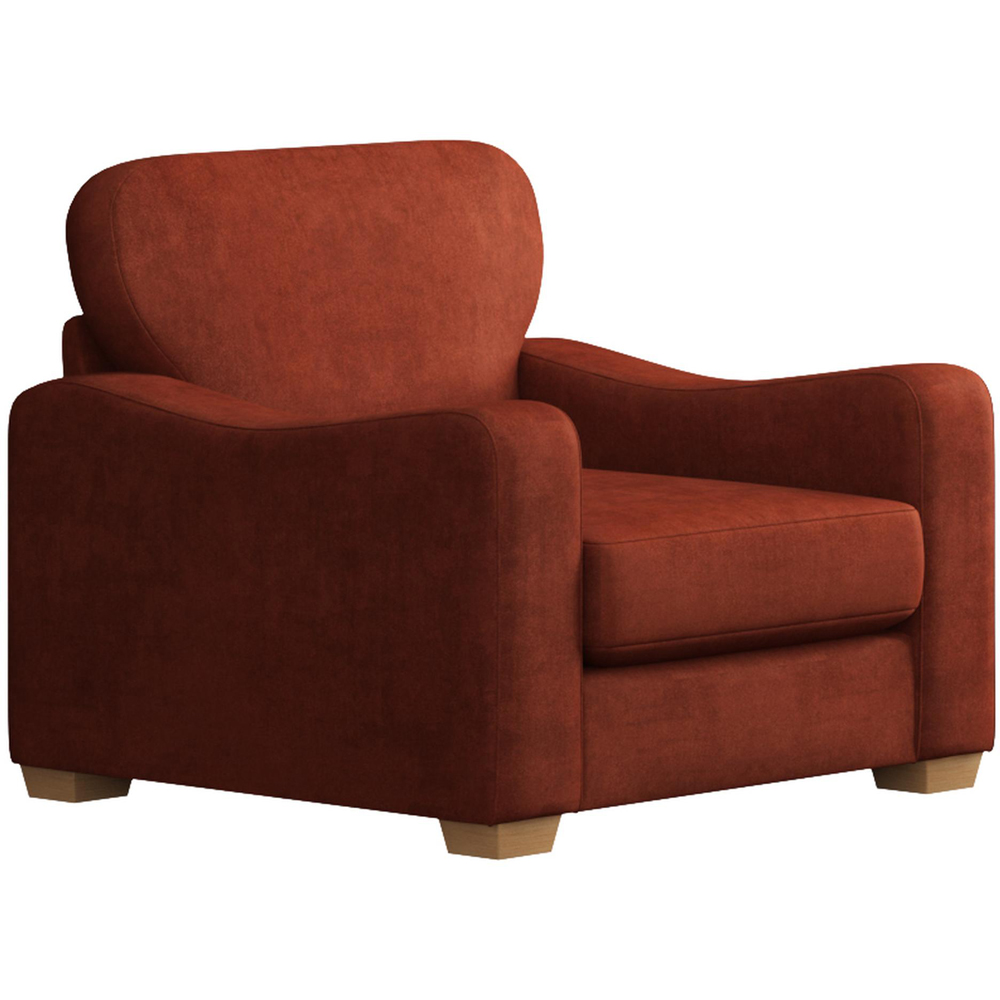 Theadford Marmalade Plush Velvet Fixed Back Armchair Image 3
