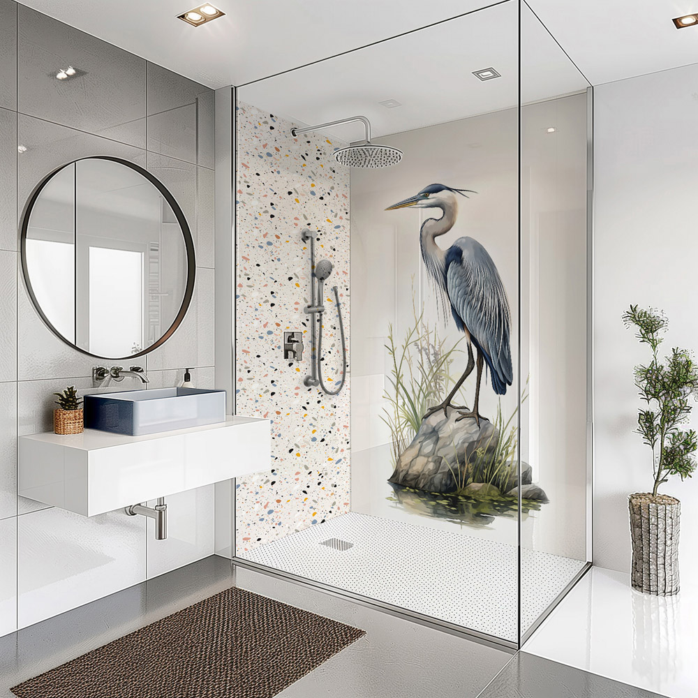 Splashbax Premium Artisan Blue Crane Birds Di Bond Shower Panel 2400 x 1220mm Image 4