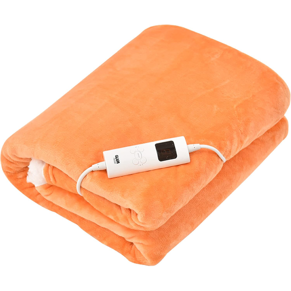 GlamHaus Dark Orange Heated Blanket 160 x 130cm Image 2