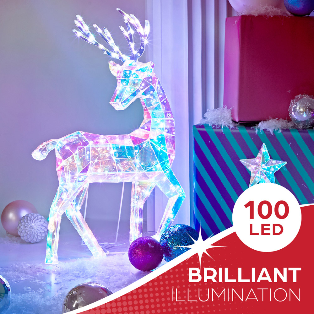The Christmas Workshop 100 Cool White LED Iridescent Reindeer Decoration 2ft Image 5