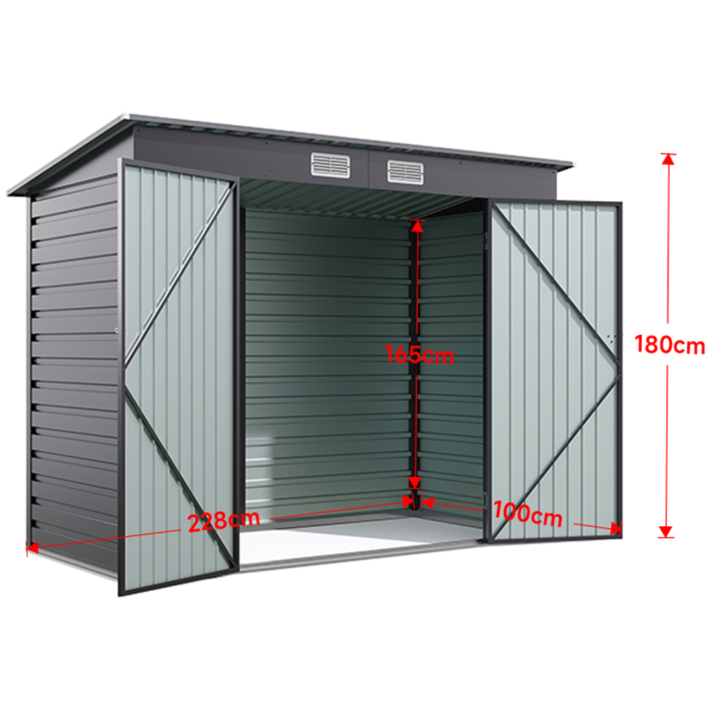 H&O Direct 8 x 4ft Black Metal Pent Garden Shed Image 5