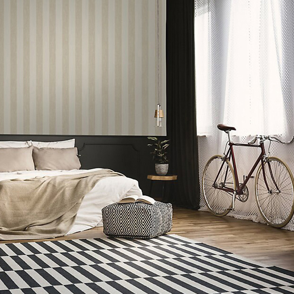 Superfresco Easy Mercury Stripe Champagne Wallpaper Image 2