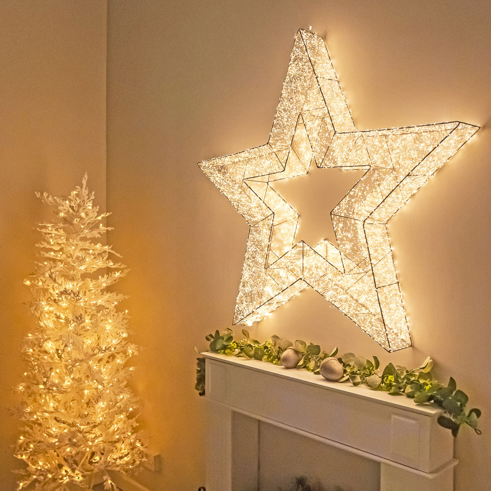 The Christmas Centre 10000 Warm White LED Micro Lights Pre-Lit Gold Light-Up Star 97cm Image 4