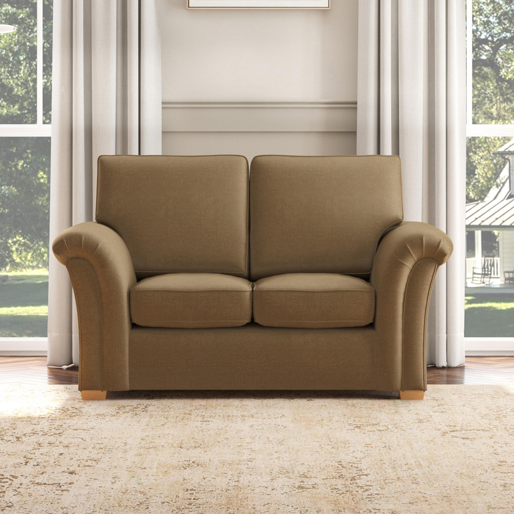 Castleacre 2 Seater Mink Plush Velvet Fixed Back Sofa Image 5