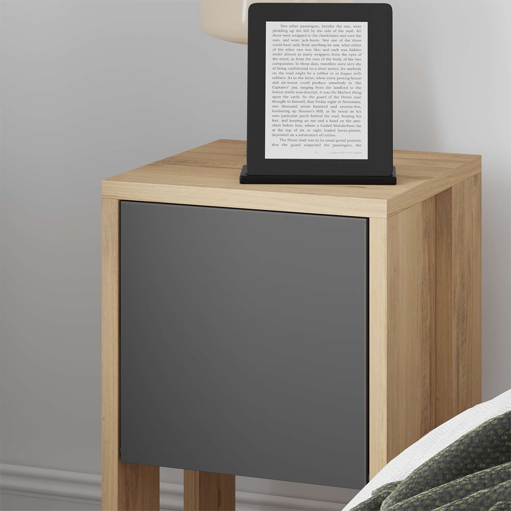 Decortie Ema Oak and Anthracite Bedside Table Image 5