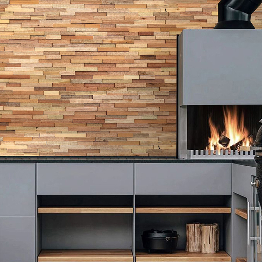 Tuscan Smooth Mosaic Natural 3D Split Face Hardwood Wall Tile Image 1