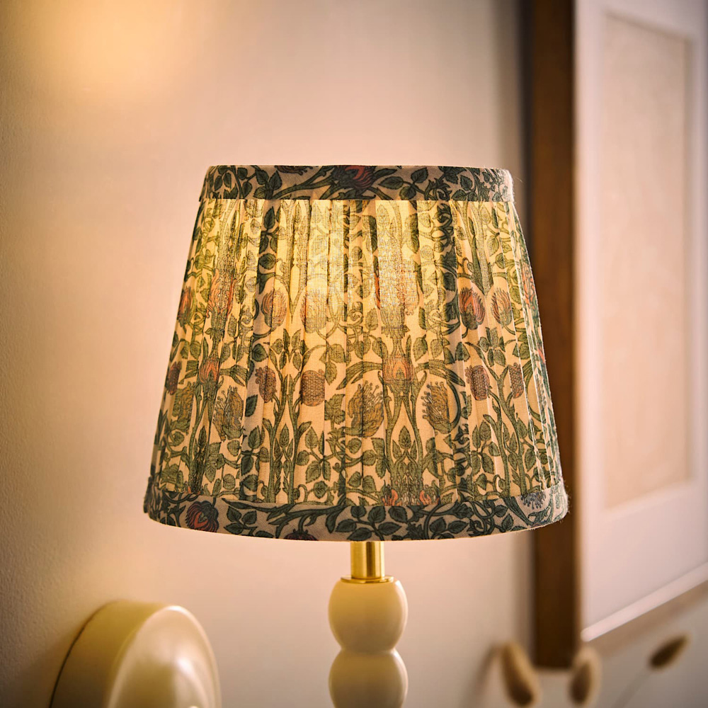 ValueLights Abel Blue Floral Pleated Tapered Mini Wall Light Lamp Shade Image 2