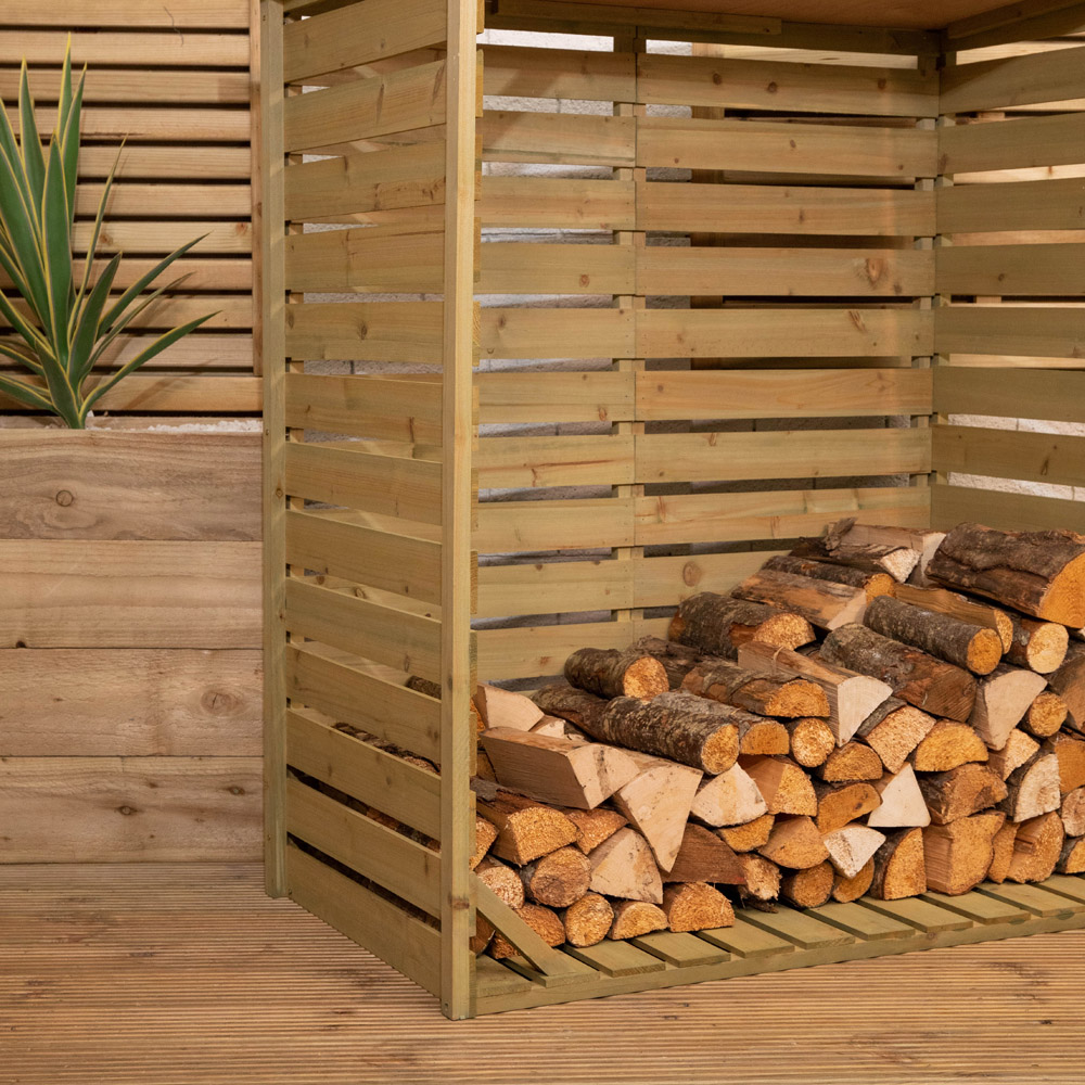 Samuel Alexander 123 x 115cm Large Wooden Garden Patio Log Store Shed Image 4