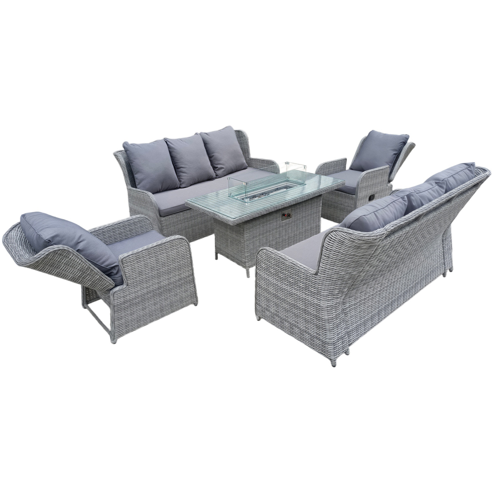 Furniture One 8 Seater Rattan Garden Furniture with Fire Pit Table Image 2