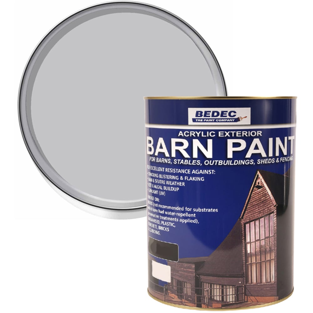 Bedec Light Grey Semi Gloss Barn Paint 5L Image 1