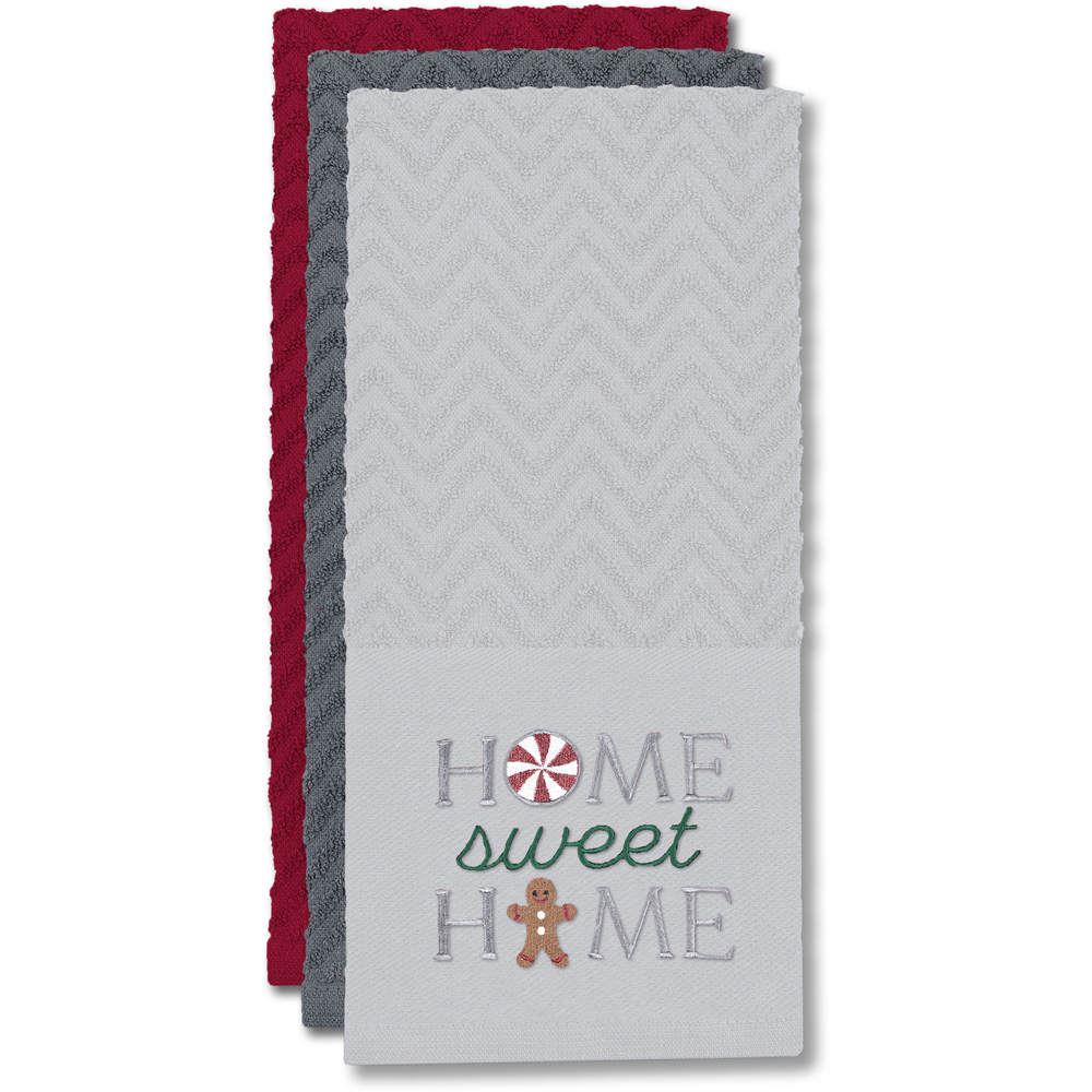 Noel Square Home Sweet Home White Tea Towel 3 Pack Image 3