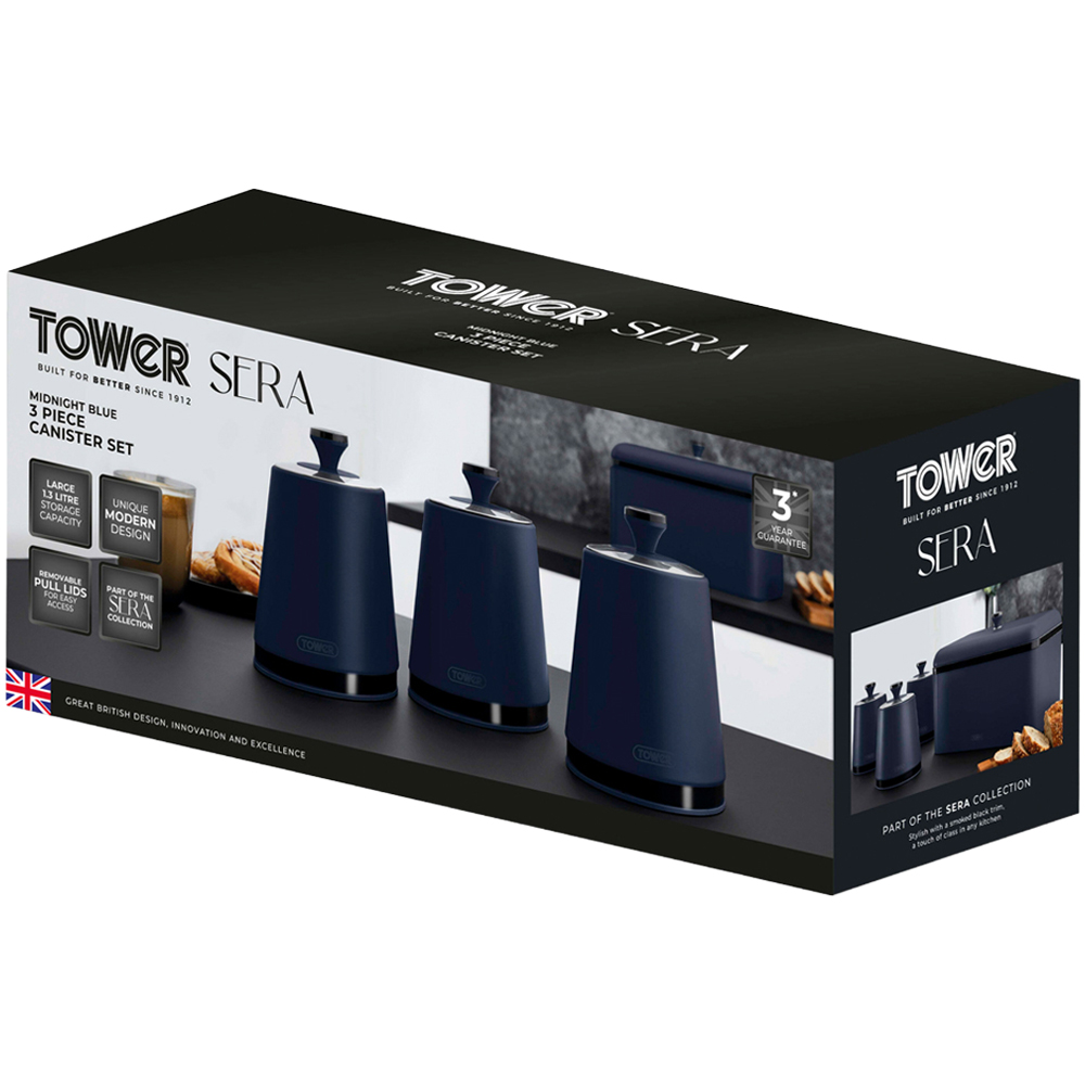 Tower Sera Midnight Blue 3 Piece Kitchen Canister Set Image 2