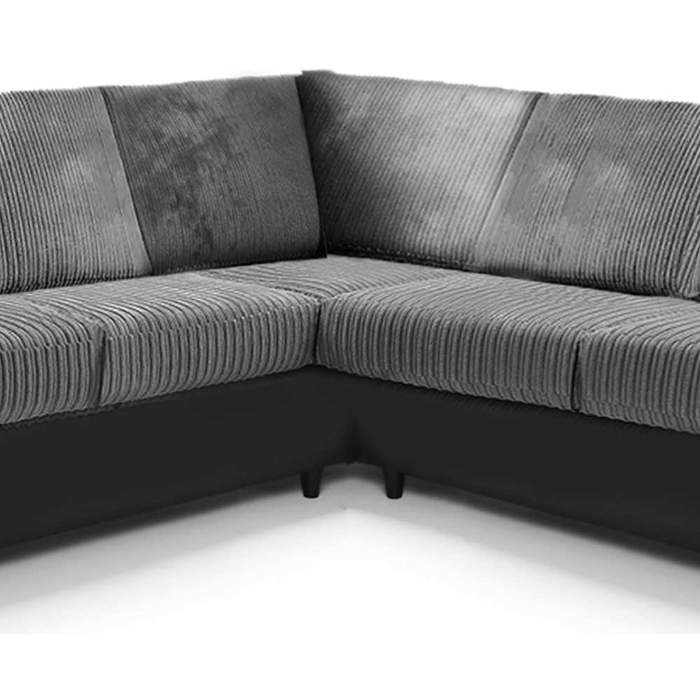 Luxor 5 Seater Black and Grey Jumbo Cord Full Back L Shaped Corner Sofa Set Image 3