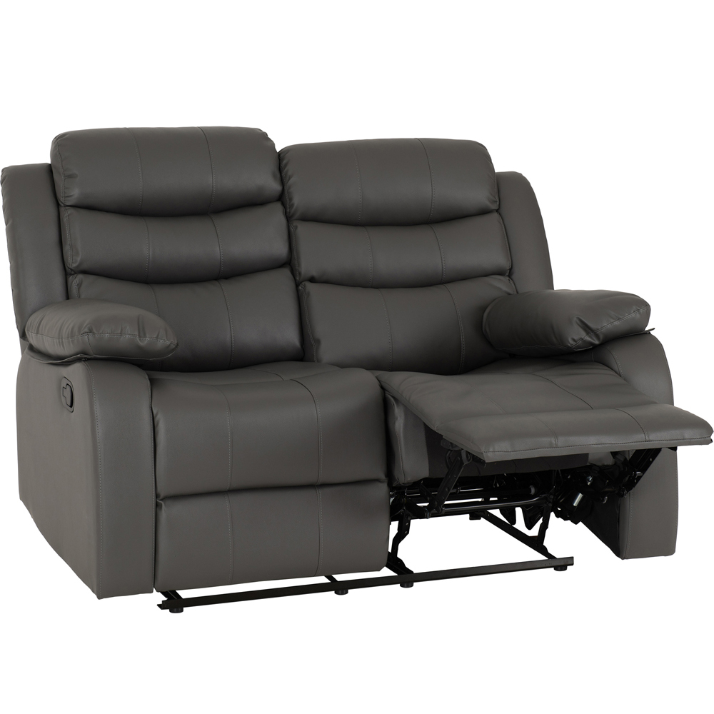 Seconique Roma 5 Seater Grey Faux PU Leather Recliner Sofa Set Image 6