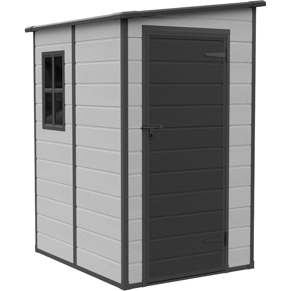 Living and Home 5 x 4ft Plastic Pent Garden Storage Shed with Floor Image 2