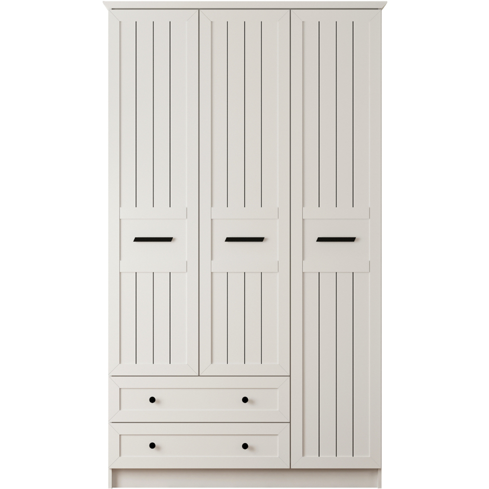 Evu VIENNA XL 3 Doors 2 Drawers White Wardrobe Image 2