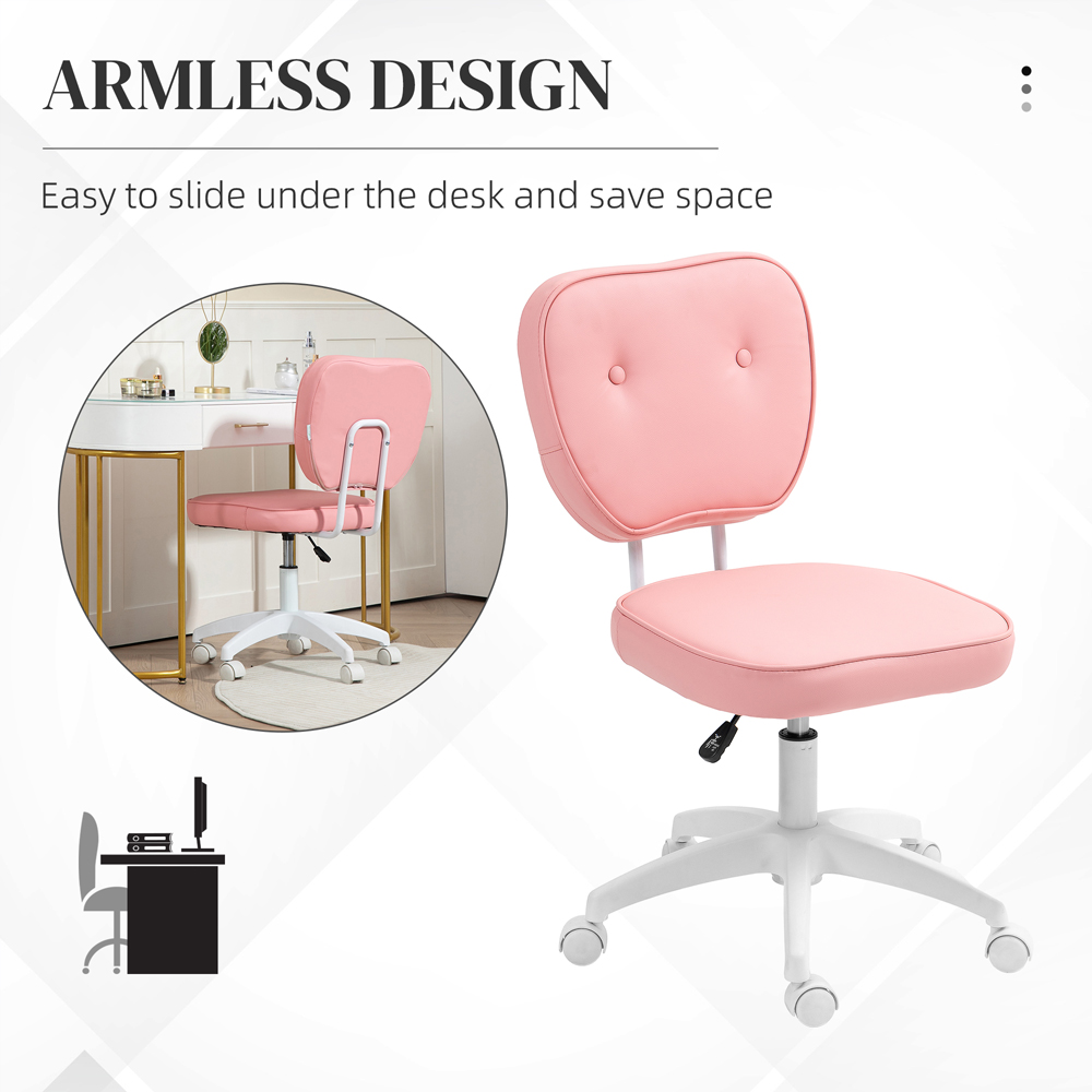 Portland Pink Armless Vanity Chair with Adjustable Height Image 8
