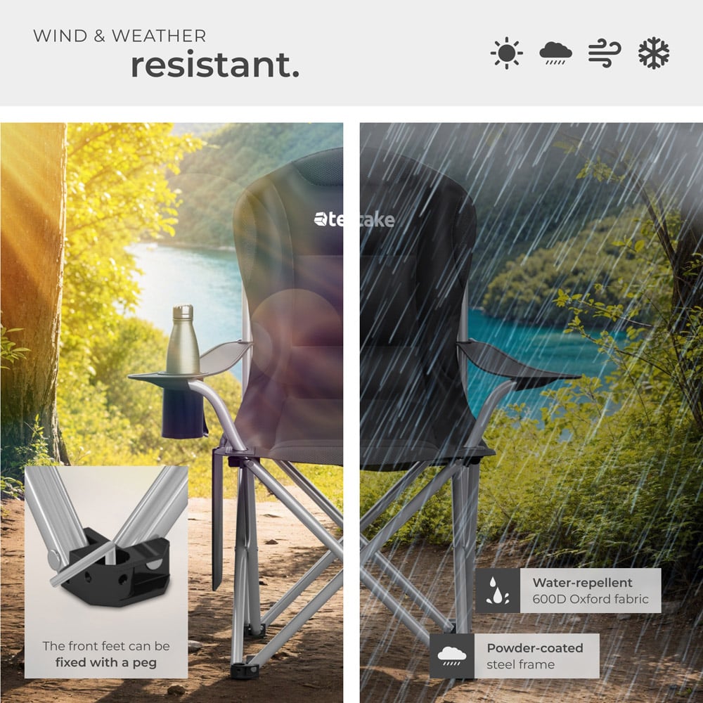 tectake MTX Black Camping Chair Image 5