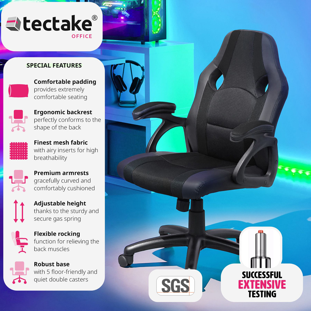 tectake Benny Black Gaming Chair Image 3