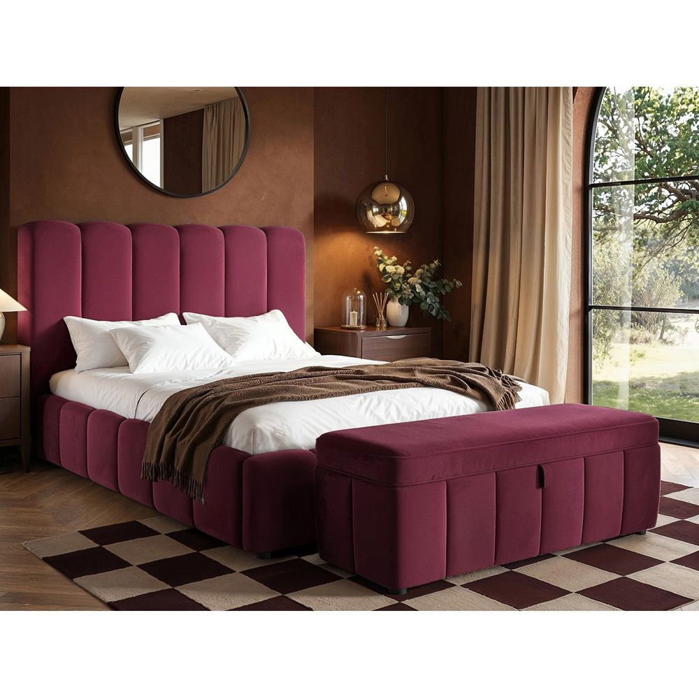 SOLACE+CO Emilie Burgundy Velvet Blanket Box Image 4