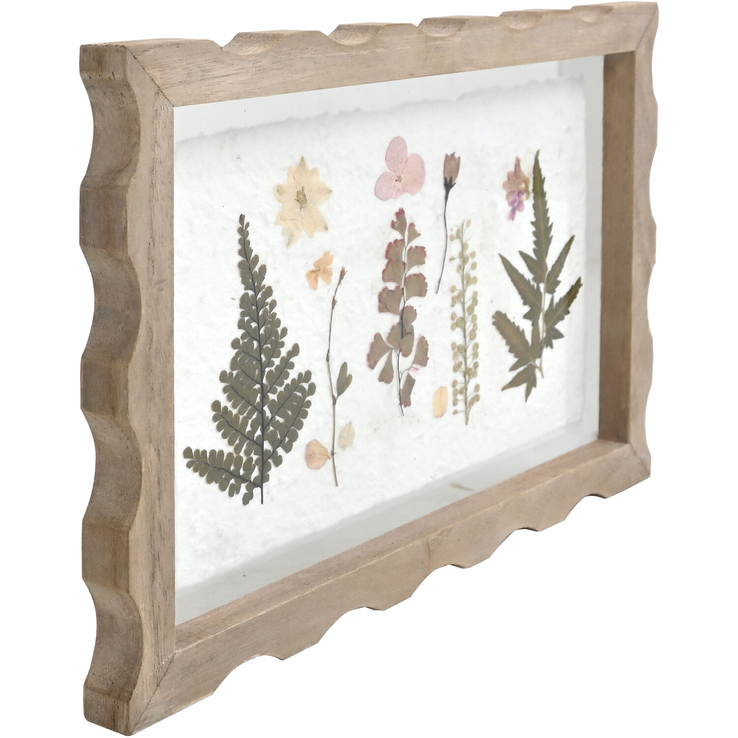 Botanical Dried Flowers Scalloped Art White Image 3