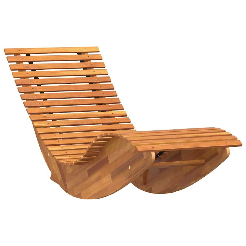 Walplus Set of 2 Acacia Wood Rocking Sun Lounger Image 3